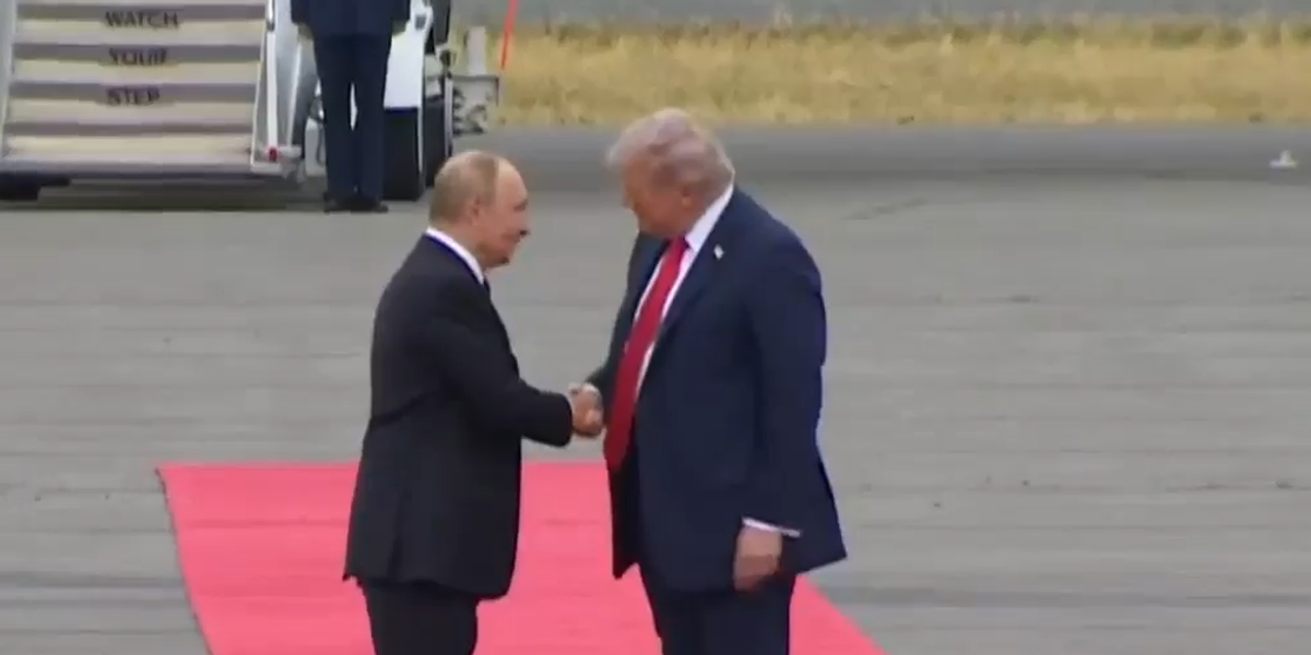 NextImg:Moment Donald Trump shakes hands with Vladimir Putin in Alaska ahead of crunch Ukraine talks