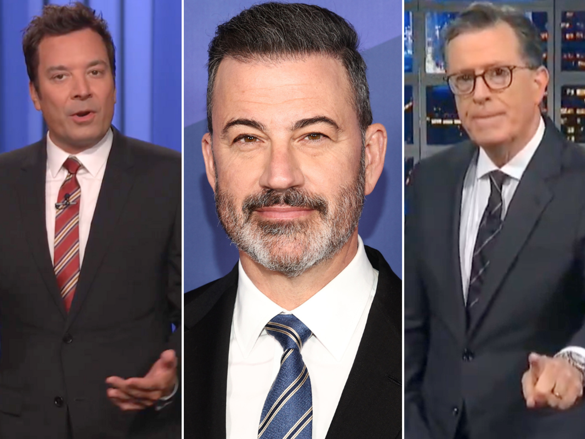 Late-night talk show hosts rally around axed Jimmy Kimmel as Fallon, Colbert, and Meyers blast AB...