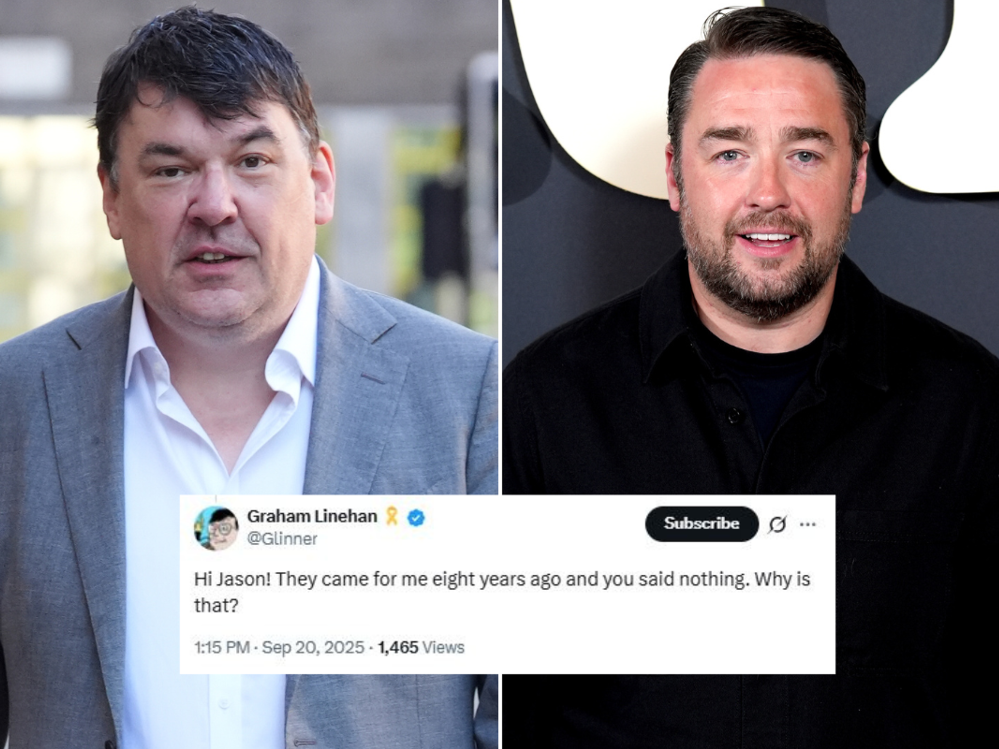 Graham Linehan rips into Jason Manford over comedy cancel culture warning: 'They came for me - yo...