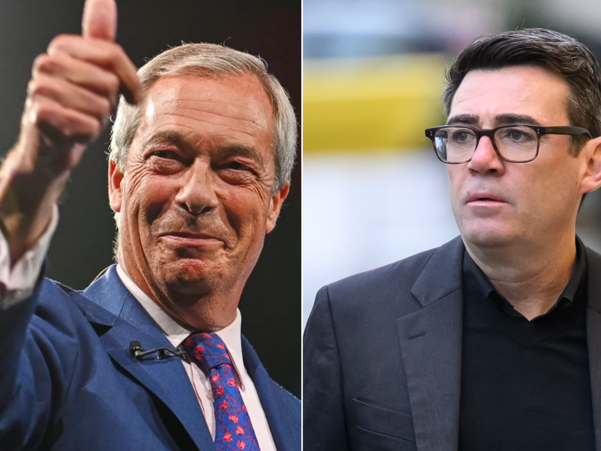 REVEALED: Reform UK overtakes Labour in Andy Burnham's backyard as Nigel Farage tipped to become PM