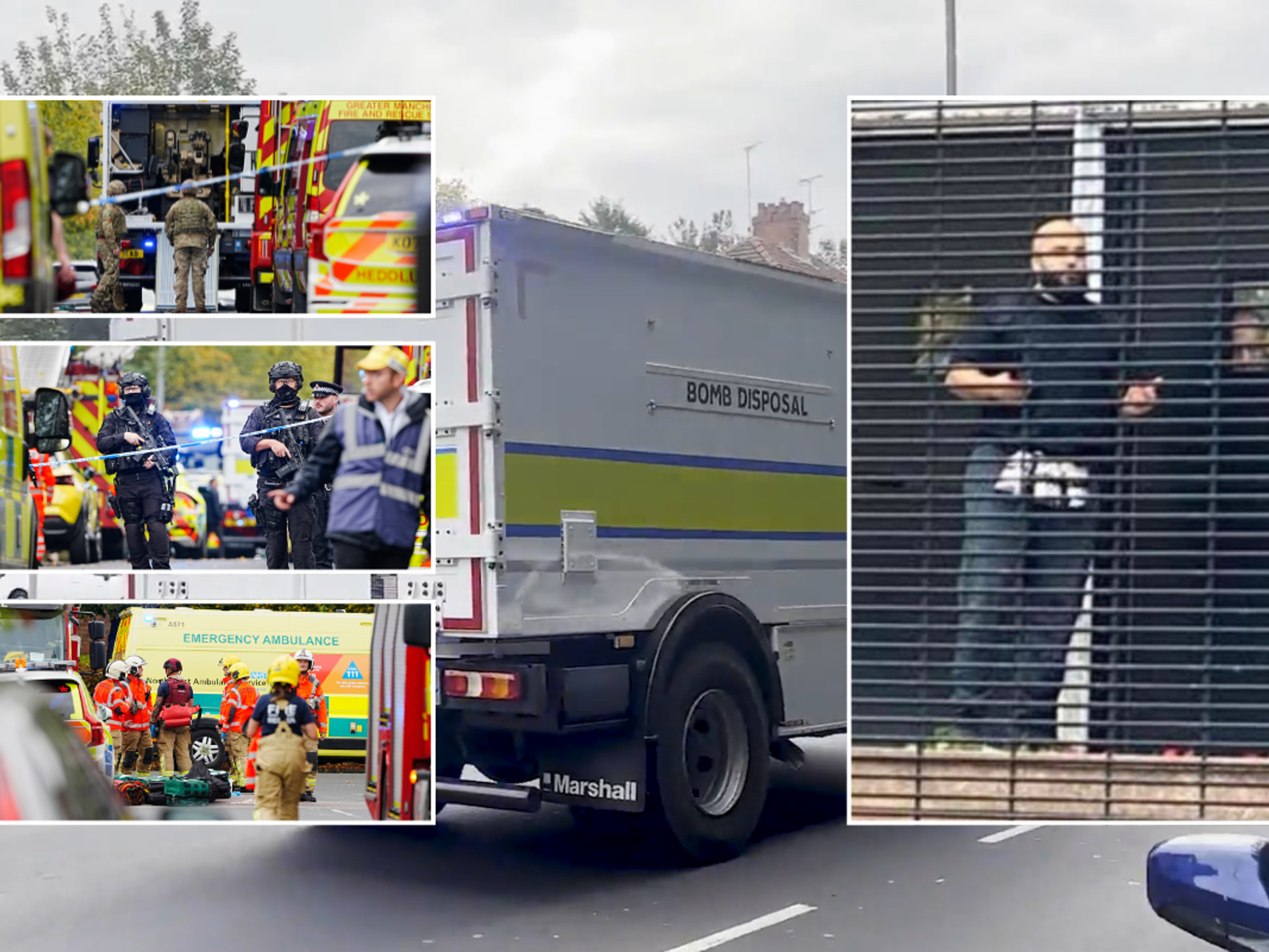 Two dead and three others in serious condition after attack at Manchester synagogue as bomb dispo...