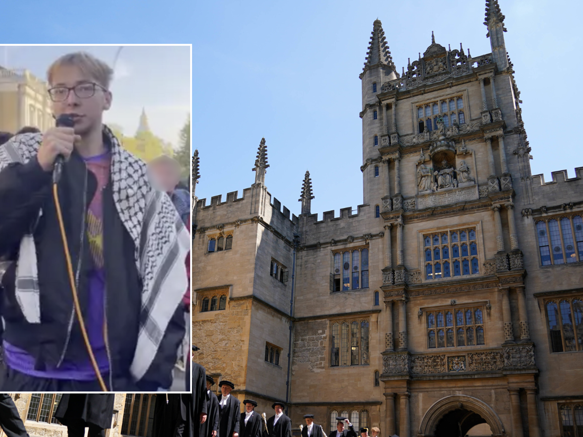 Oxford University student leads 'put Zios in the ground' chant at pro-Palestine protest