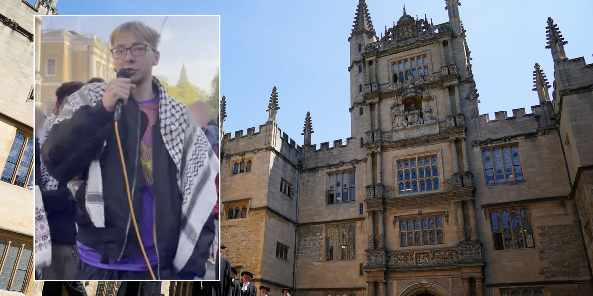 NextImg:Oxford University student leads 'put Zios in the ground' chant at pro-Palestine protest