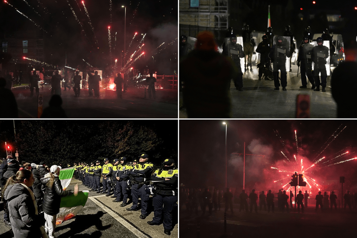 Violence erupts in Dublin for a second night as protesters march on migrant hotel