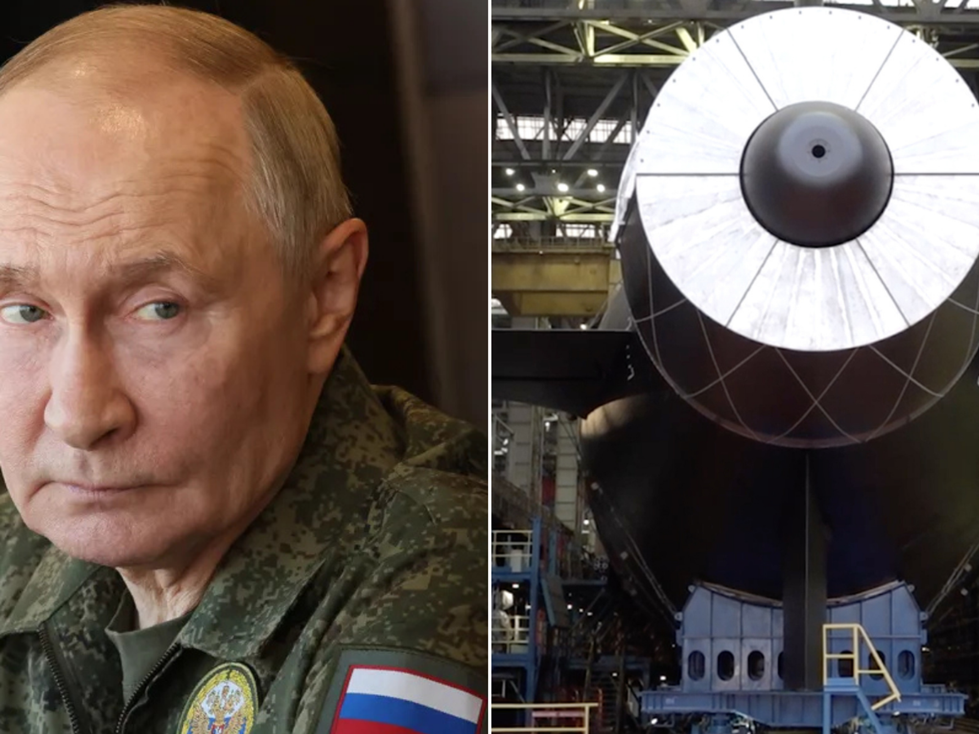 Vladimir Putin unveils hulking nuclear submarine which could SINK Britain with 'radioactive tsuna...