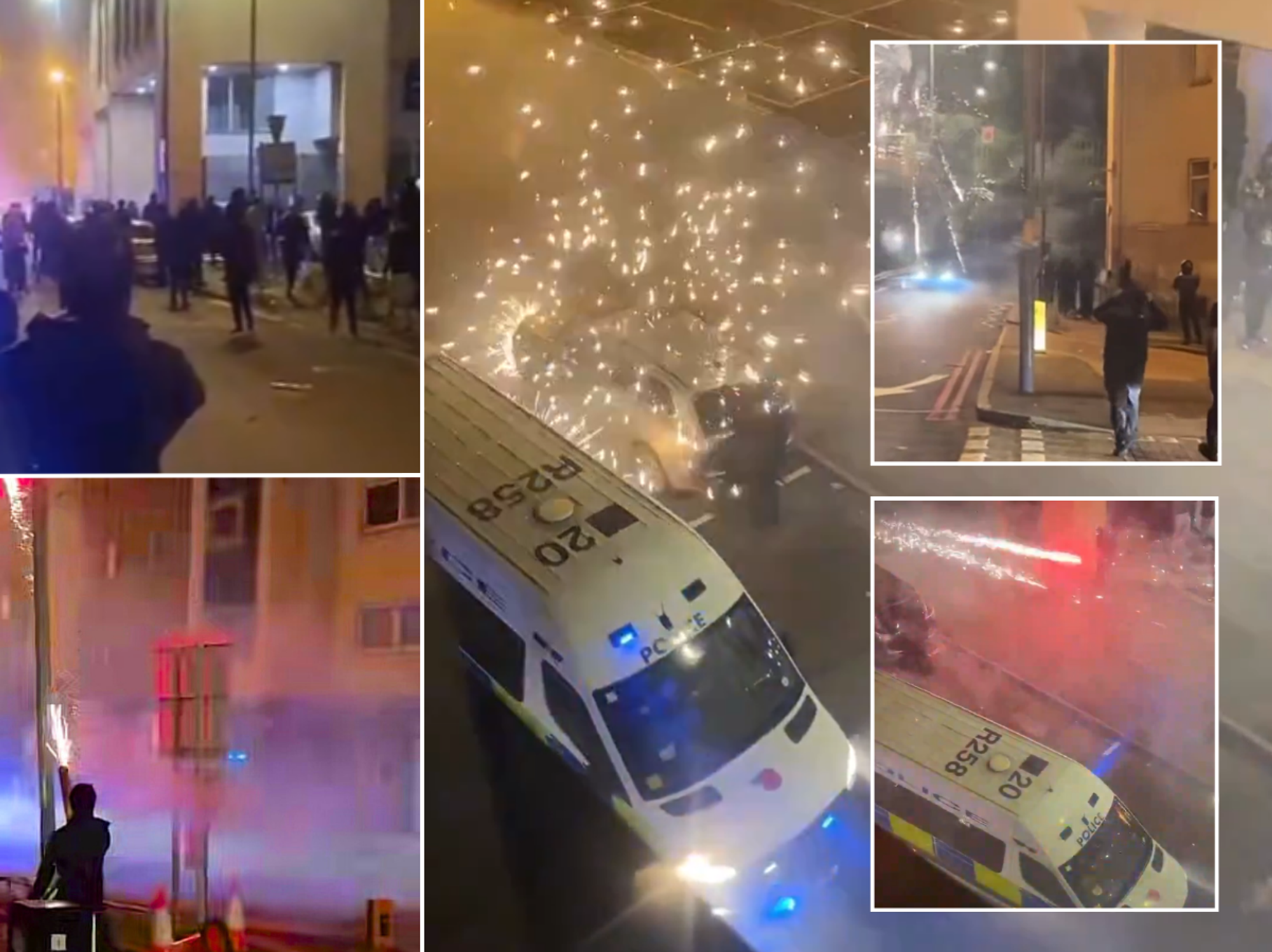 'Violent disorder' erupts in Birmingham as mobs of rioting youths hurl fireworks at police
