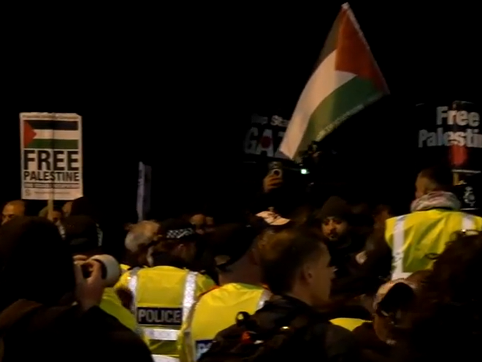 WATCH: Protests erupt in Villa Park ahead of Maccabi Tel Aviv game