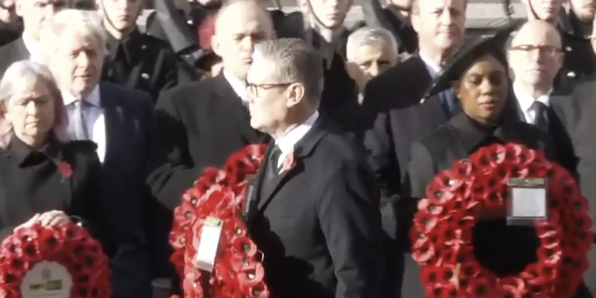 Sir Keir Starmer lays a wreath at the Cenotaph during Service of Remembrance