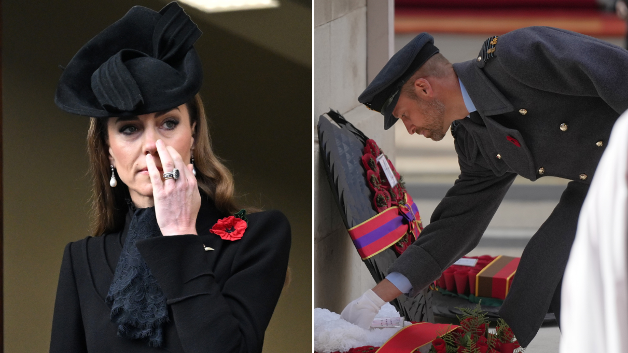 Princess Kate wipes away tear as she watches Prince William lay wreath