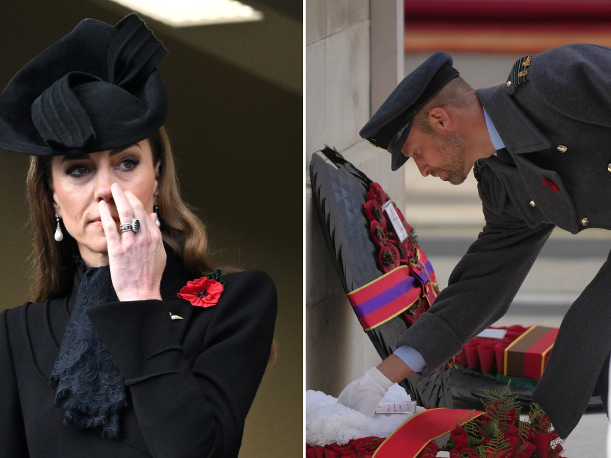 Princess Kate wipes away tear as she watches Prince William lay wreath