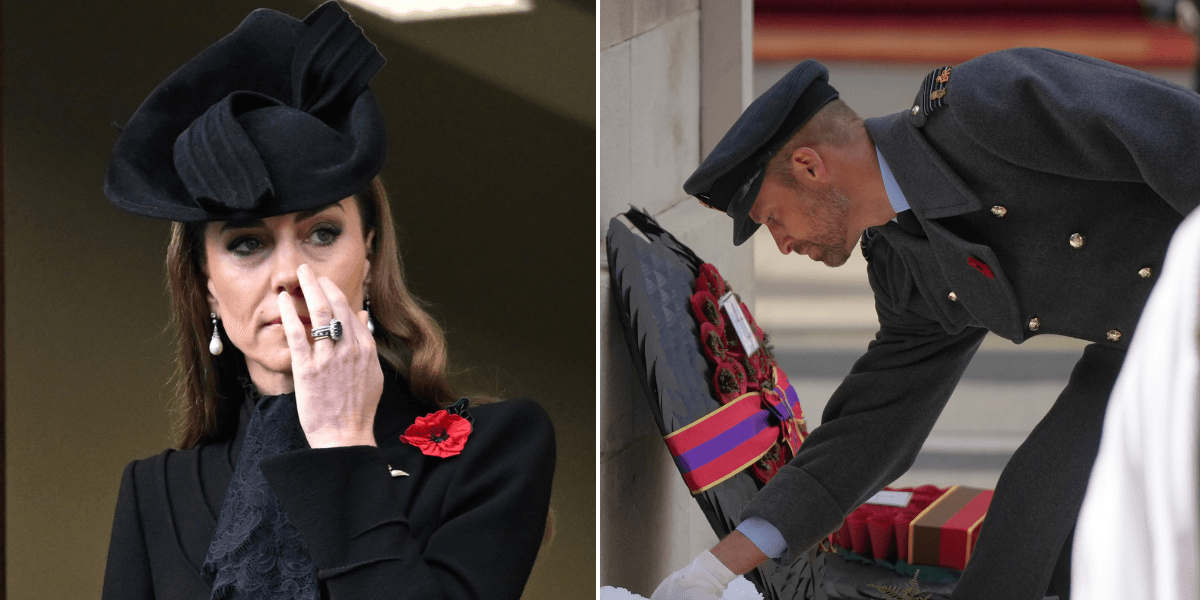 Kate Middleton wipes away tear as she watches Prince William lay wreath Kate Middleton wipes away tear as she watches Prince William lay wreath