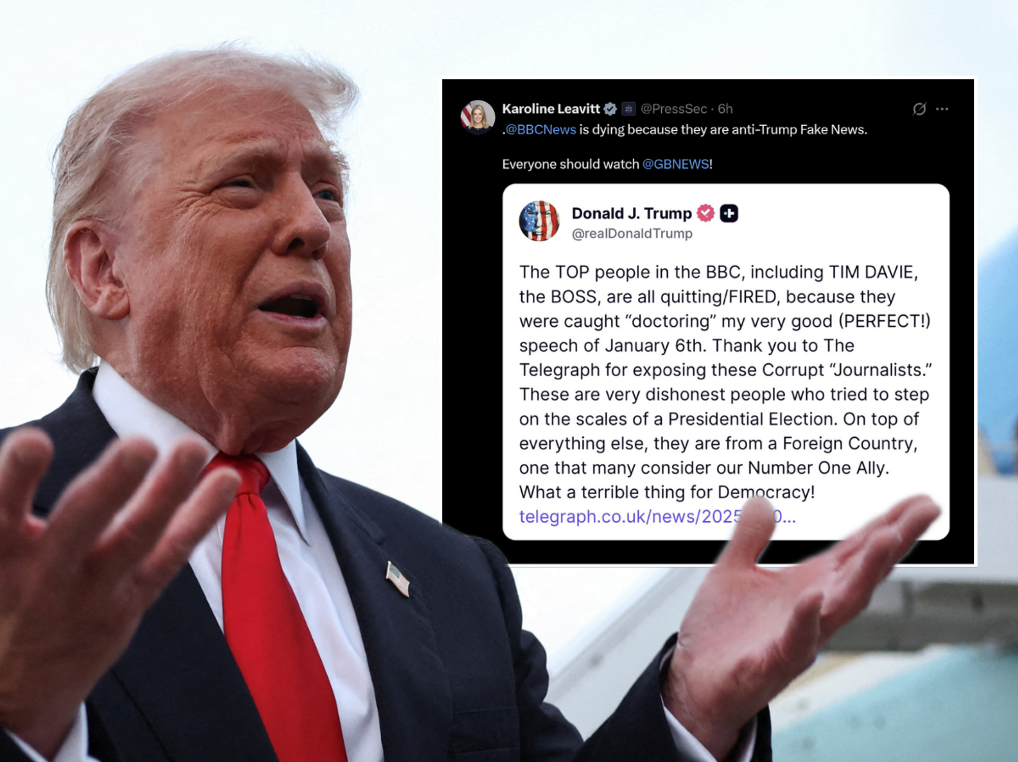 Donald Trump rages at 'corrupt' BBC as White House says: 'Everyone should watch GB News!'