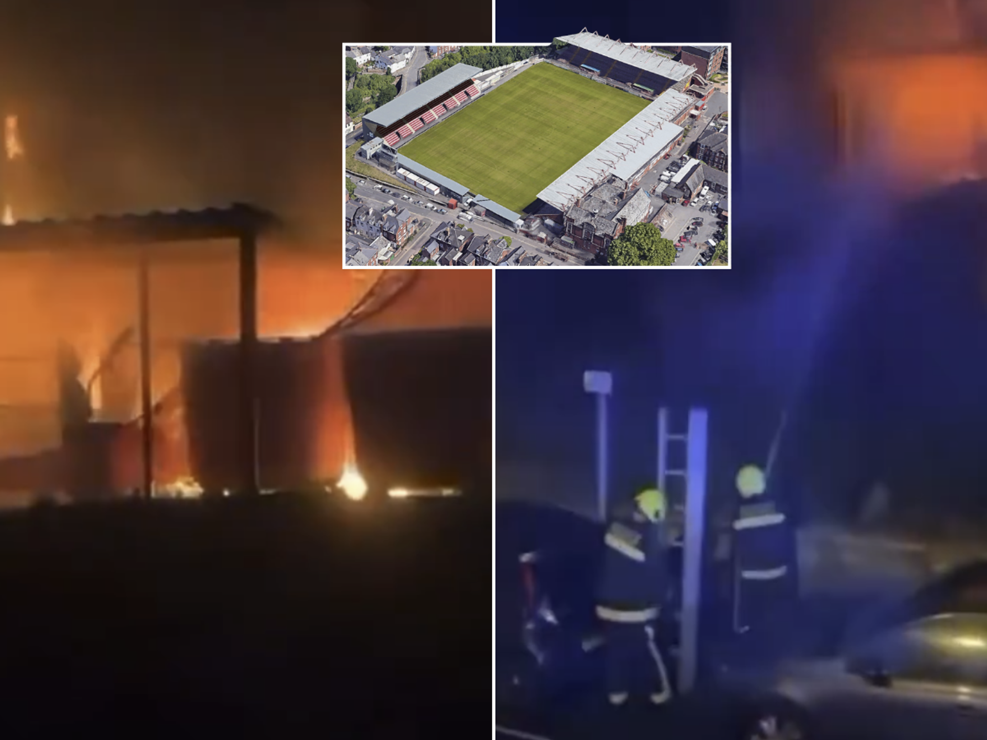 Fire breaks out at Exeter City stadium as firefighters rush to tackle late-night blaze
