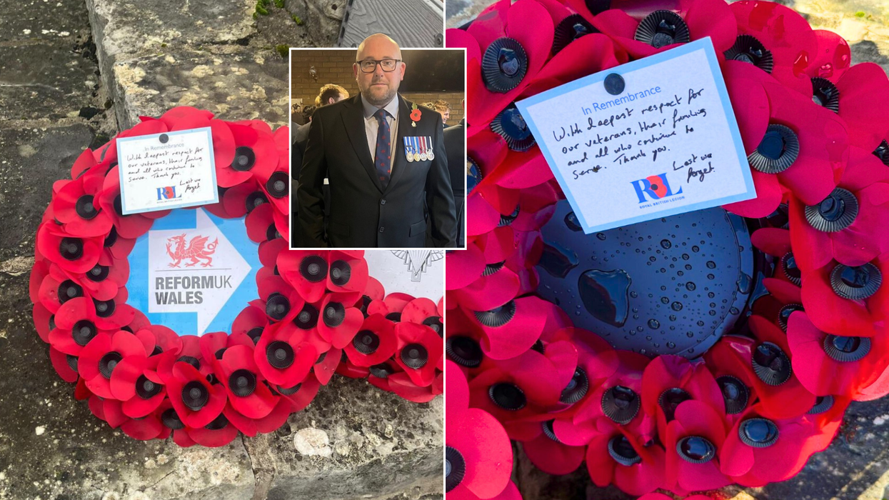 Reform UK wreath vandalised just hours after Remembrance Sunday parade in act of 'disgraceful pol...