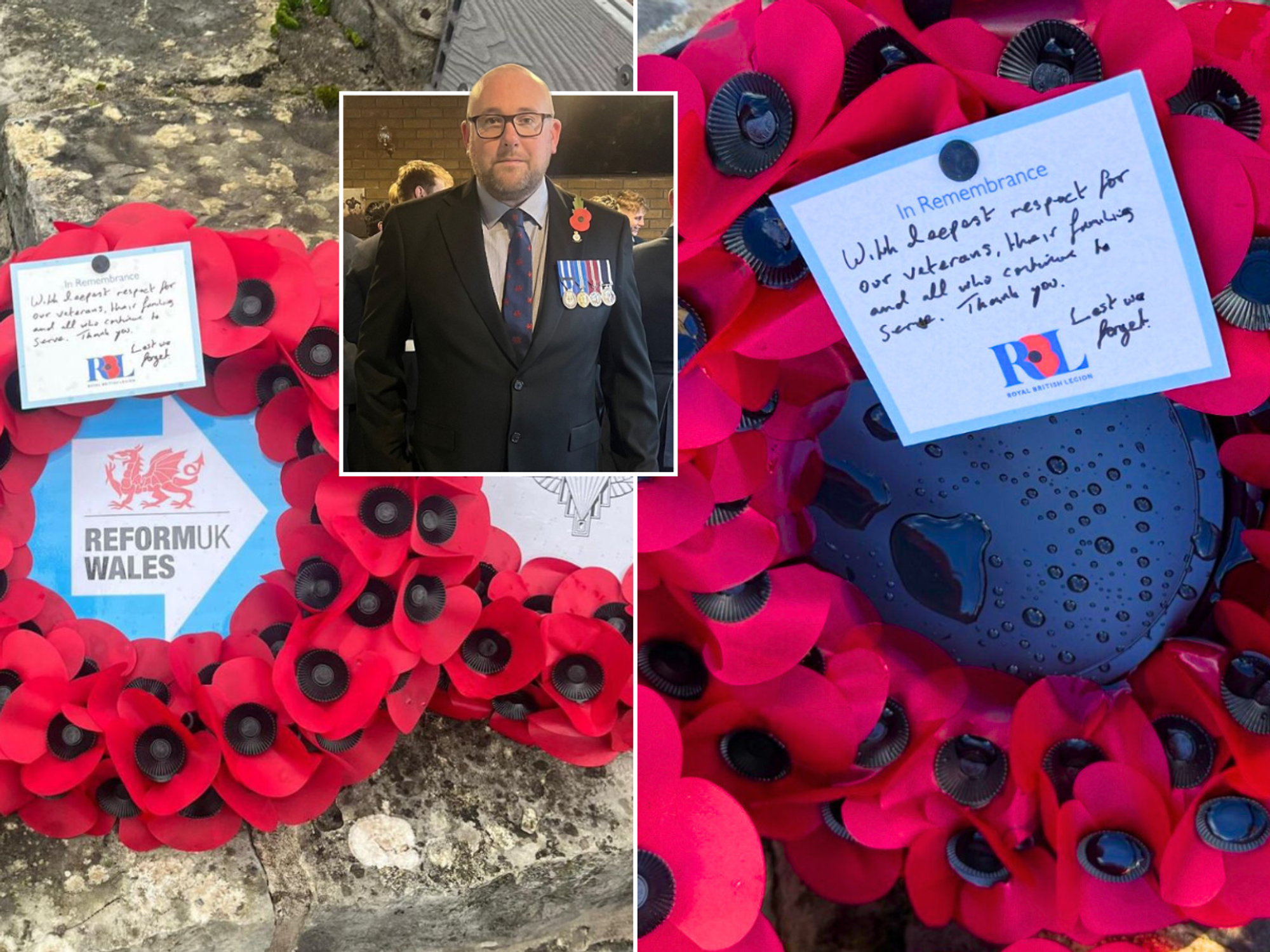 Reform UK wreath vandalised just hours after Remembrance Sunday parade in act of 'disgraceful pol...