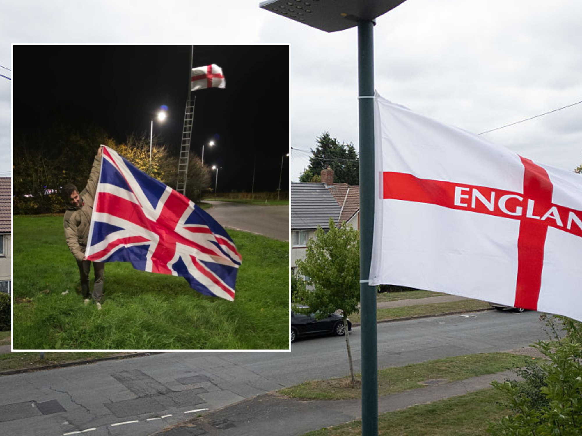 Council scraps £9,000 contract with tree surgeon after he raised hundreds of St George’s flags ar...