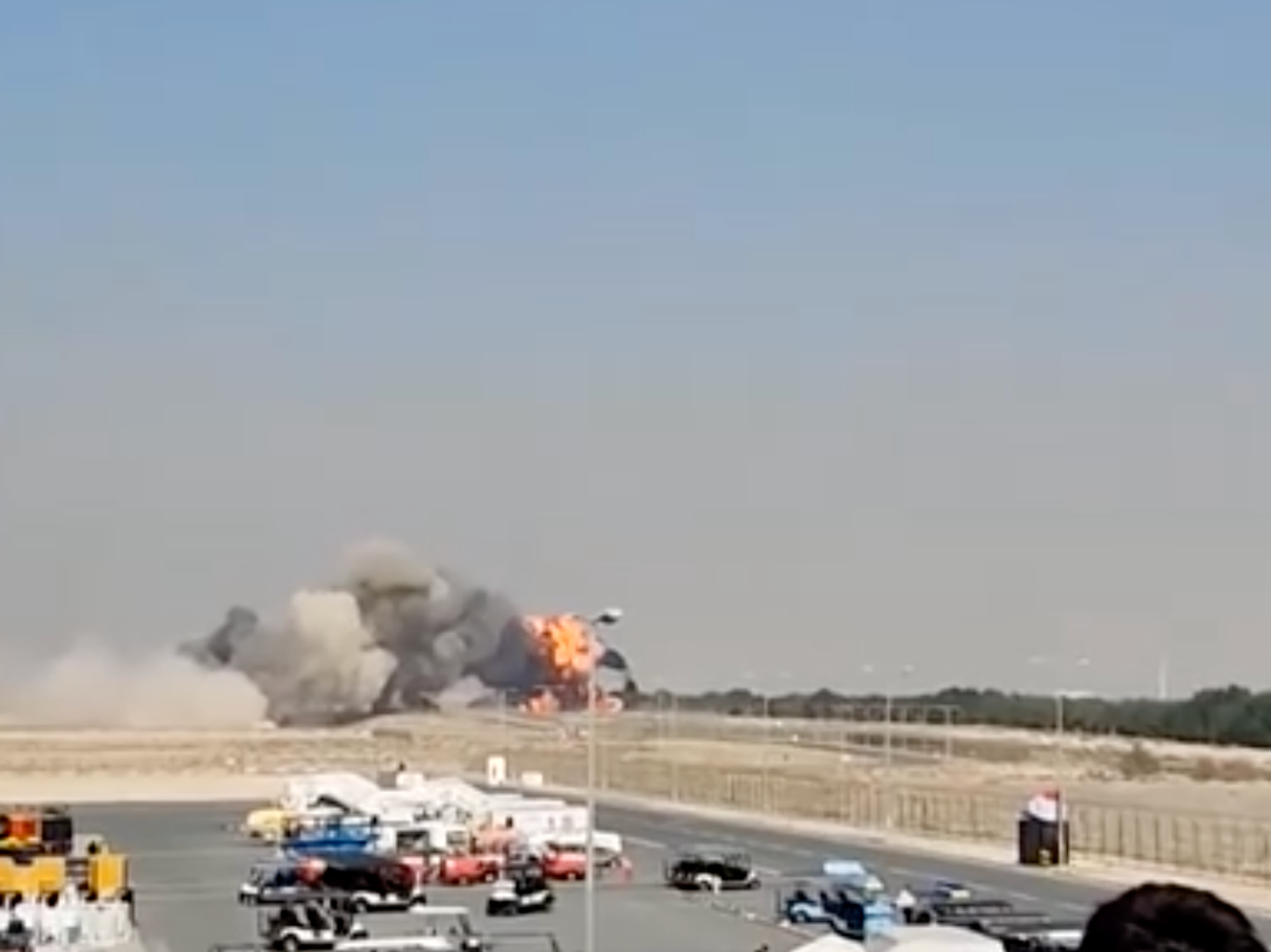 Pilot dies after combat jet crashes at Dubai air show in front of crowd of spectators