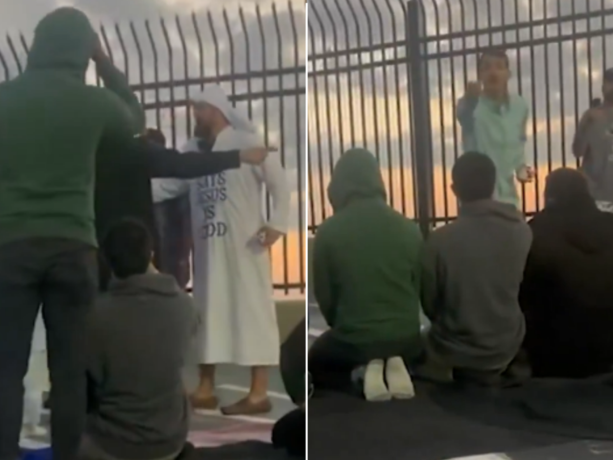 Three men charged after 'shouting slurs at praying Muslim students while waving bacon'