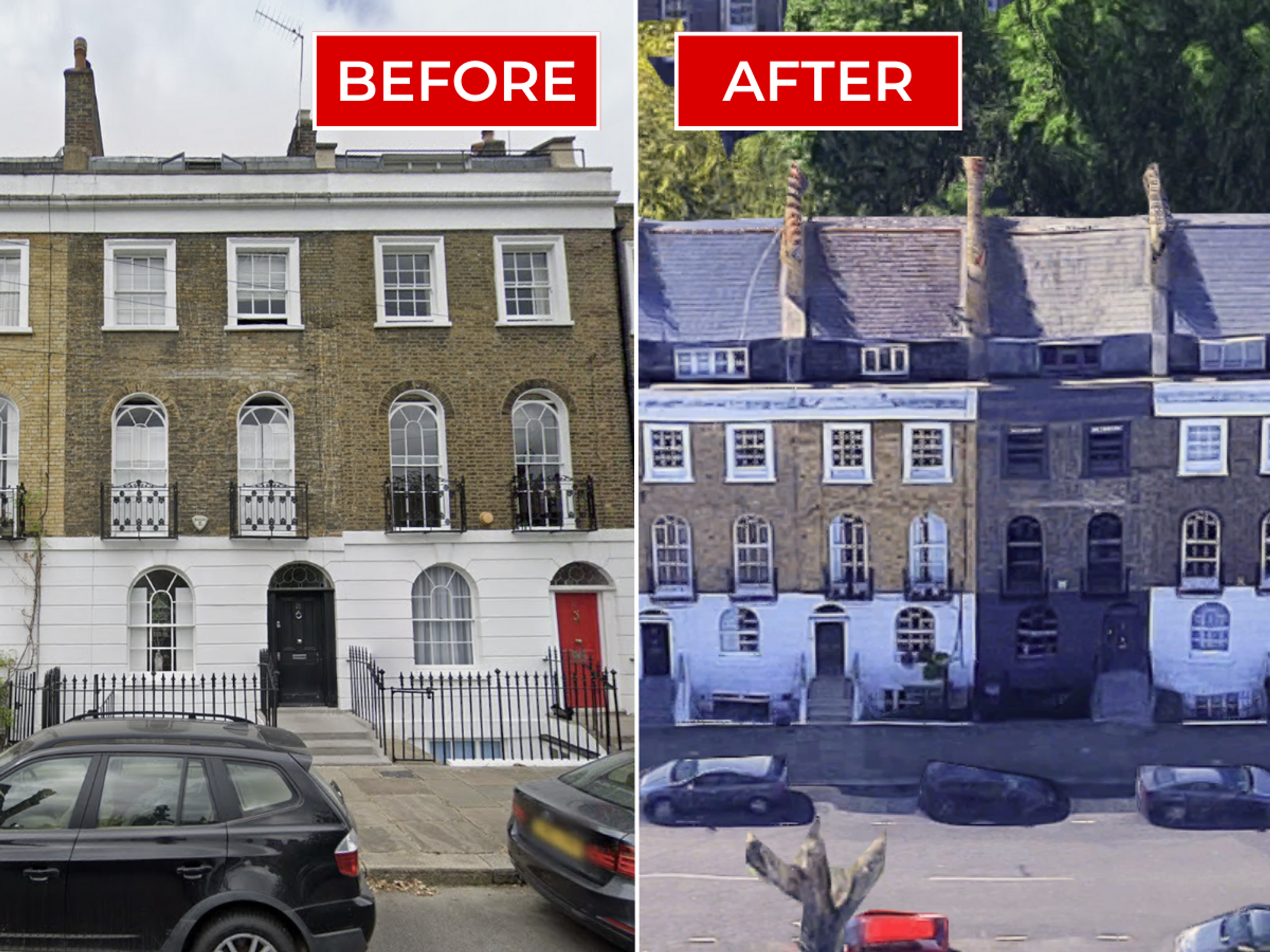 'Furious' neighbours force couple to repaint £2.6m townhouse after 'ugly' all-black makeover