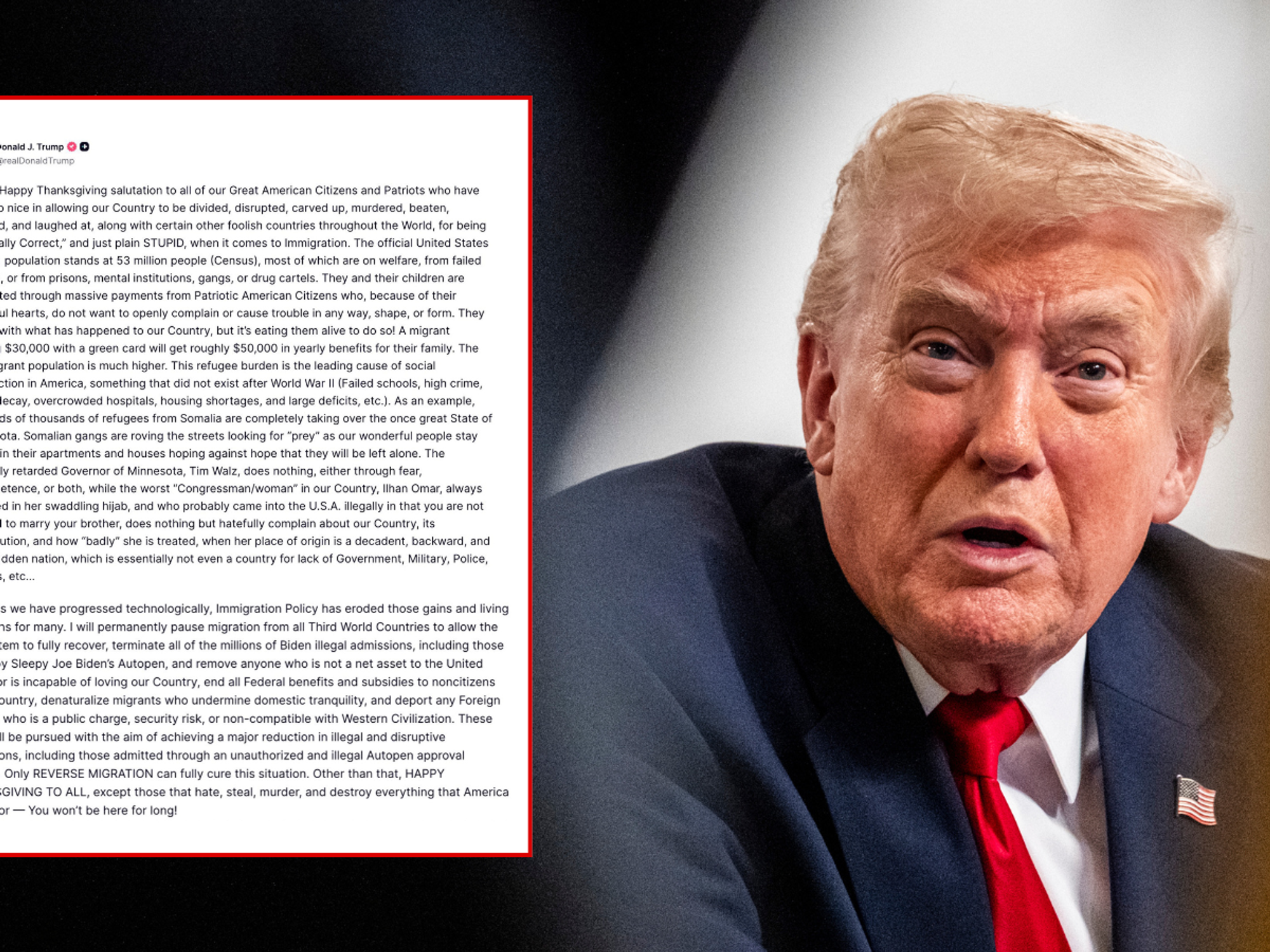 Donald Trump pledges to 'permanently pause migration from ALL third world countries' in extraordi...