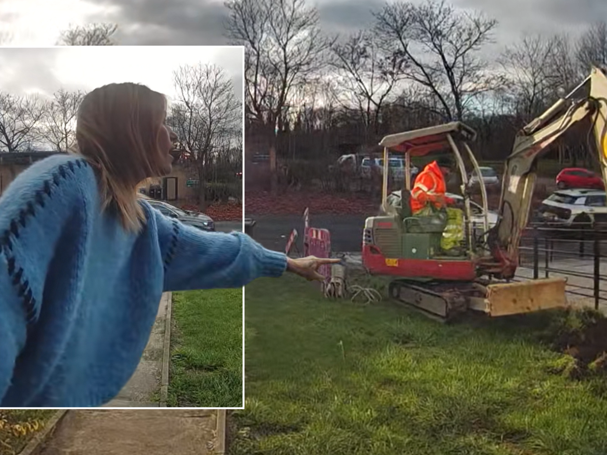 Mother's horror as neighbour orders digger to plough '15ft trench' in her front garden