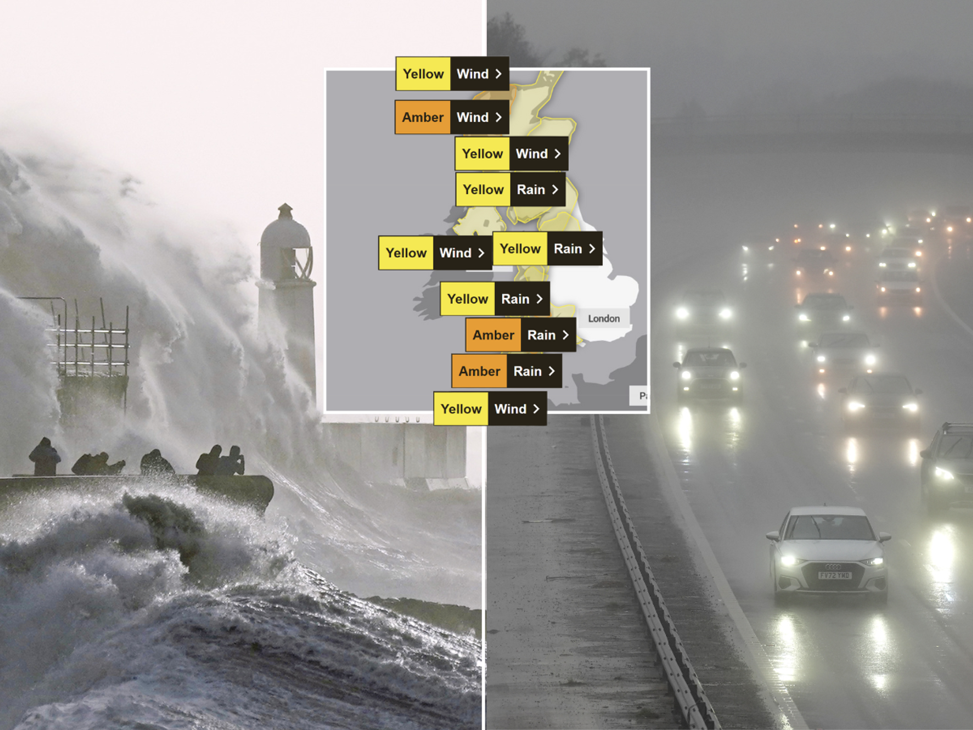 Weather alerts come into force across UK as Storm Bram makes landfall - Met Office issues urgent ...