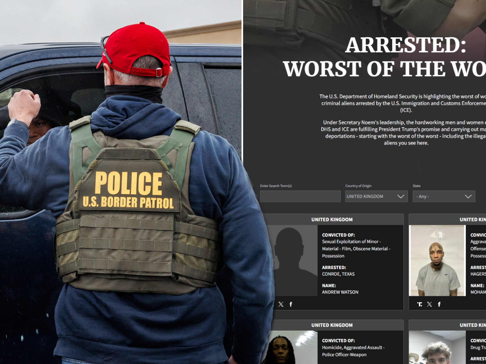 'Worst of the worst' migrant criminals named and shamed in new US database - with 18 Britons on list