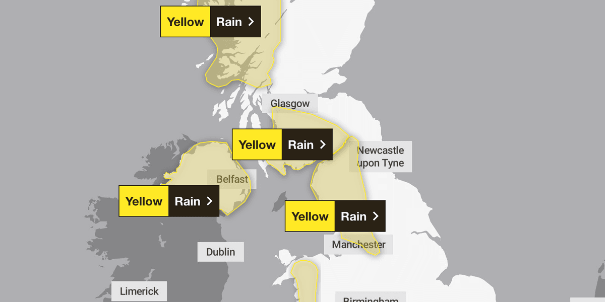 Met Office issues five rain warnings as Britain braces for floods on washout weekend Met Office issues five rain warnings as Britain braces for floods on washout weekend