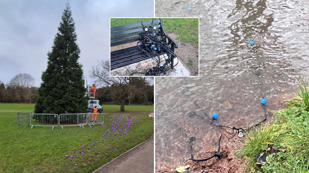 'Christmas is cancelled!' Fury erupts in Derbyshire after tree lights dumped in brook as police launch investigation