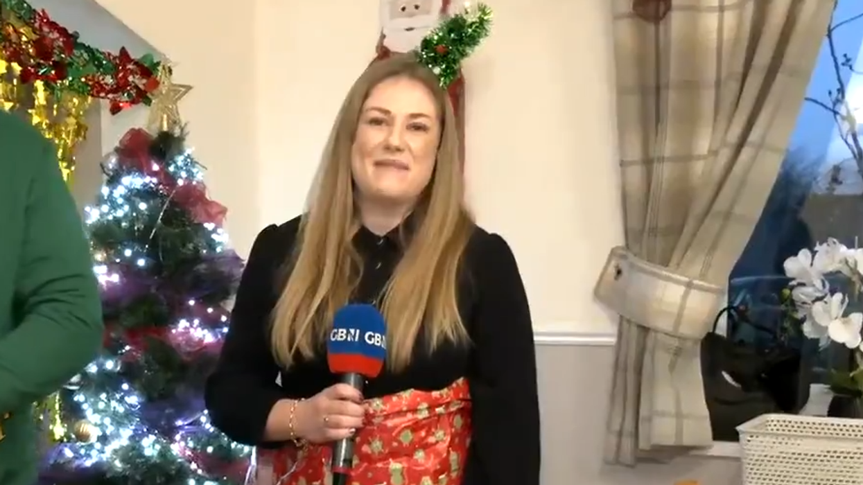 WATCH: GB News reporter wrapped up as a Christm...