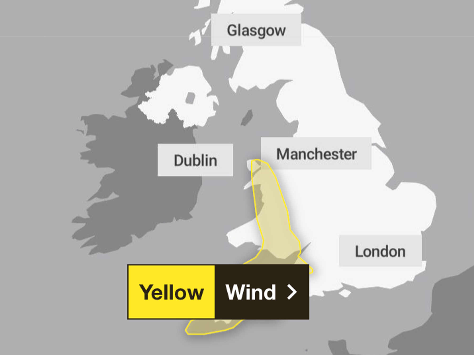 Met Office issue yellow wind warning as strong gusts to batter Britain on Christmas