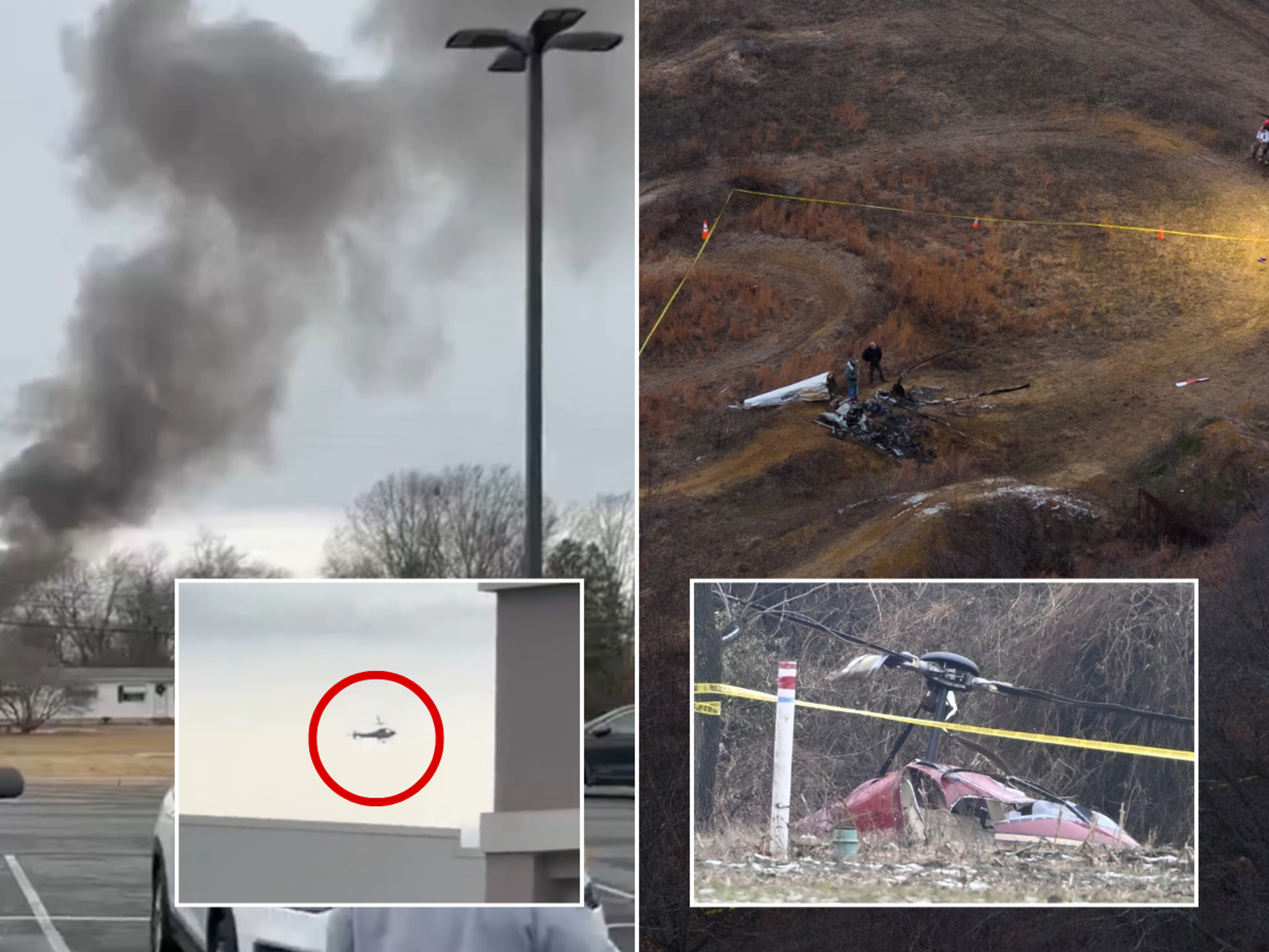 One dead and another severely hurt after two helicopters crash into each other mid-air