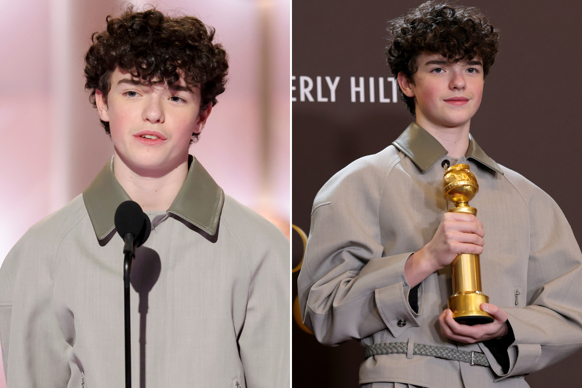 Adolescence star Owen Cooper makes Golden Globes history with award win before sparking meltdown with four-word speech sign-off