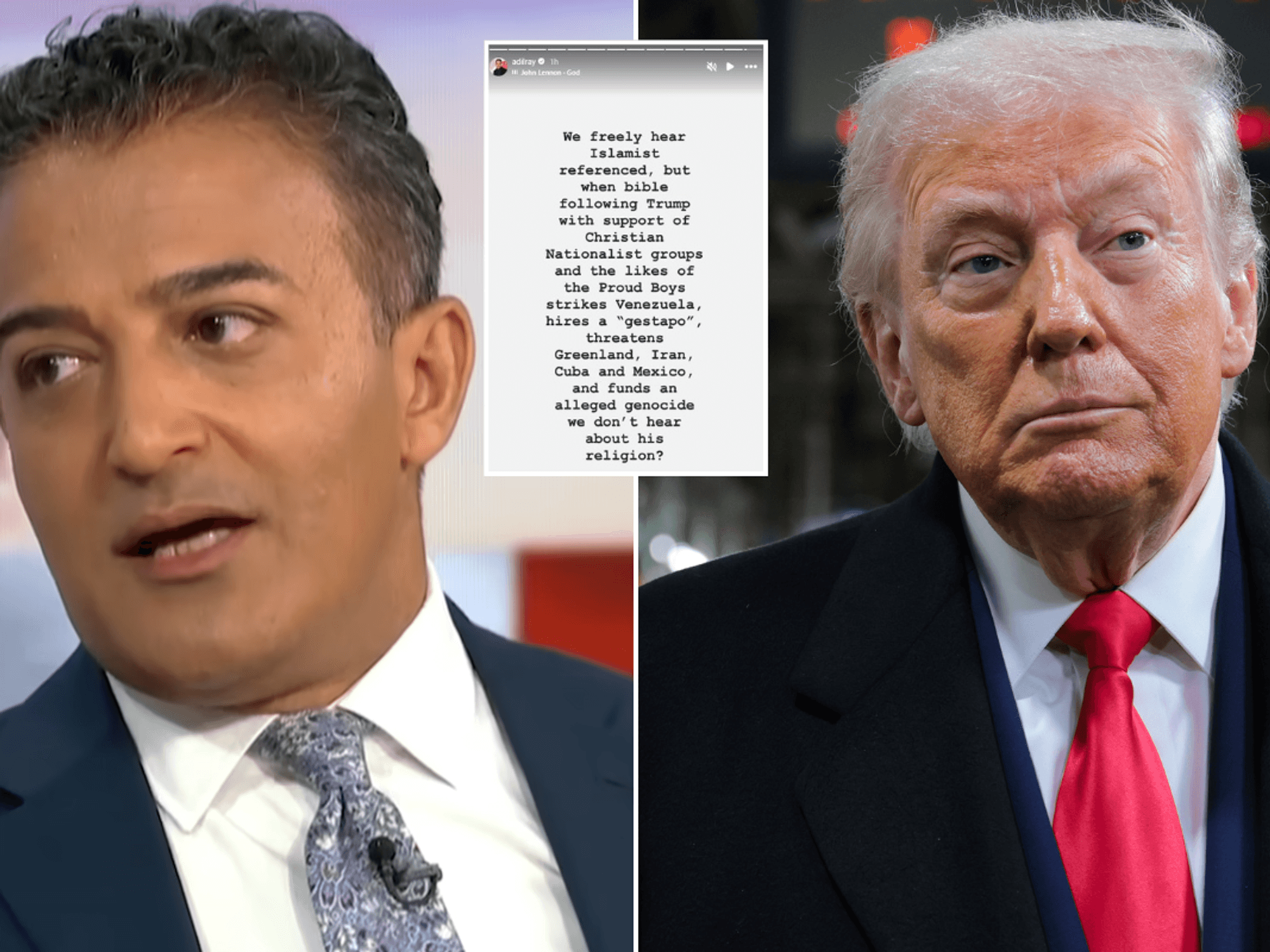 Adil Ray launches bizarre Christianity rant as ITV GMB star fumes 'why don't we hear about Trump'...