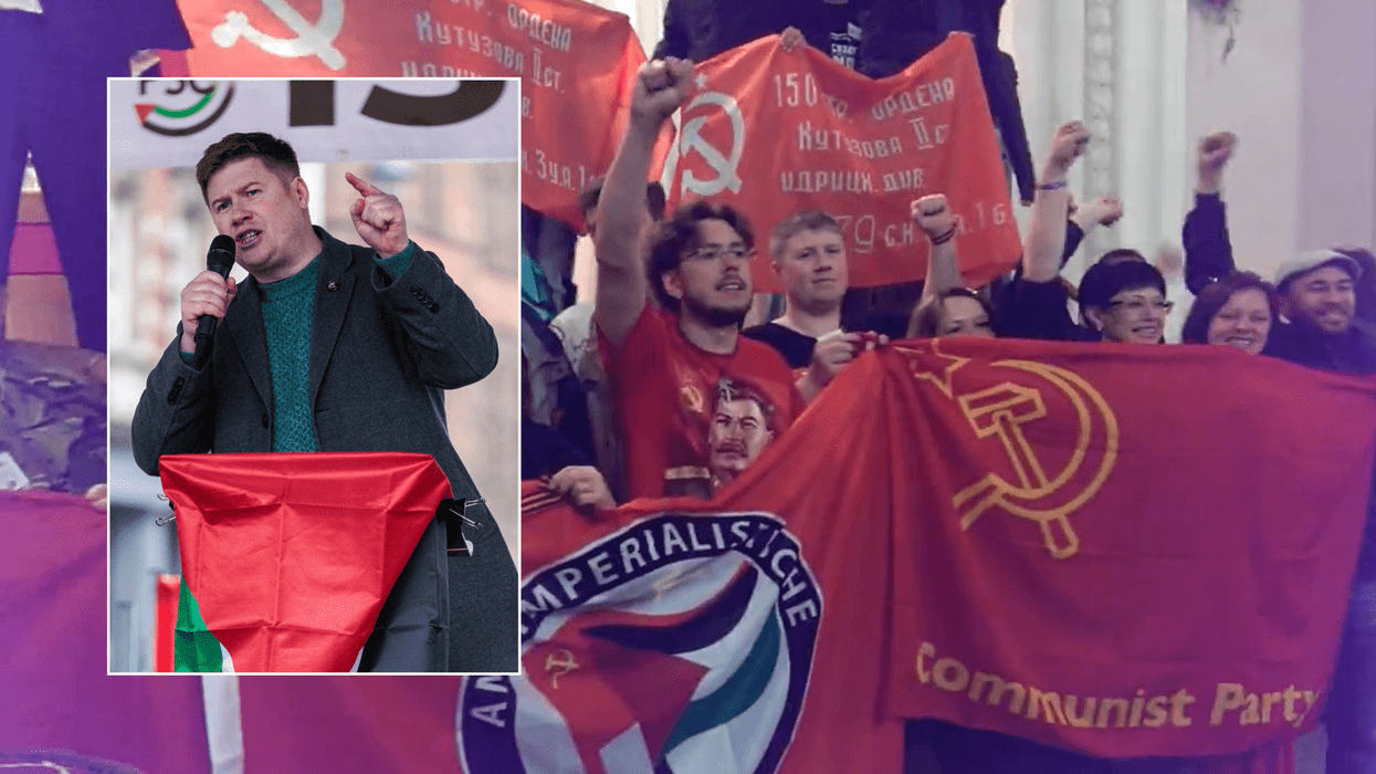 Rail union boss travelled to occupied Ukraine to join pro-Putin rally and fly communist flag