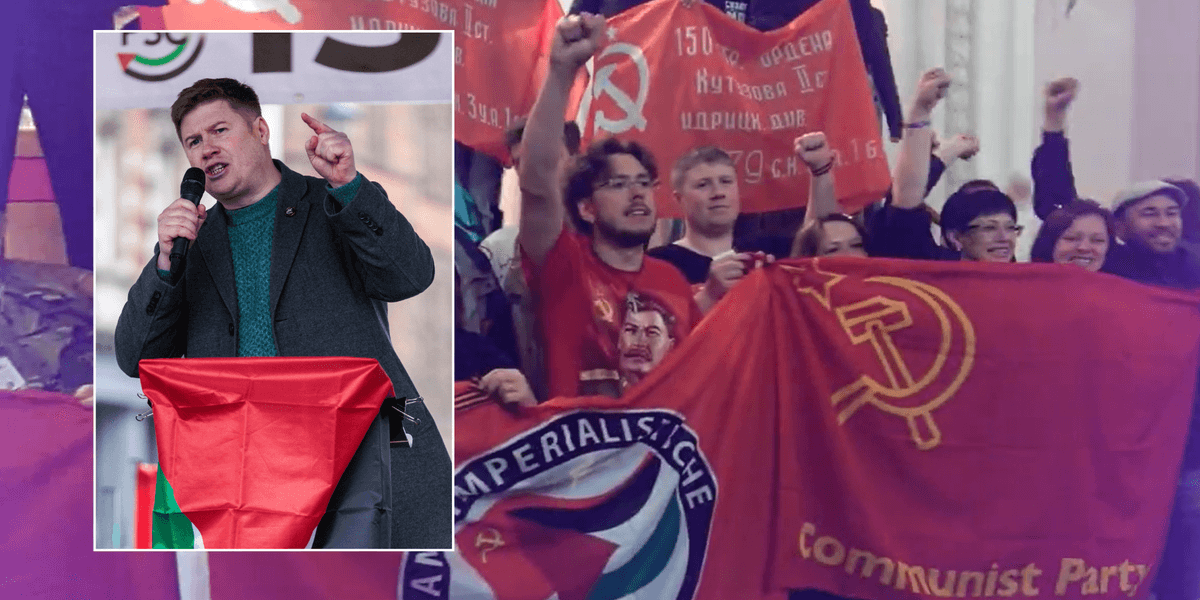 Rail union boss travelled to occupied Ukraine to join pro-Putin rally and fly communist flag Rail union boss travelled to occupied Ukraine to join pro-Putin rally and fly communist flag