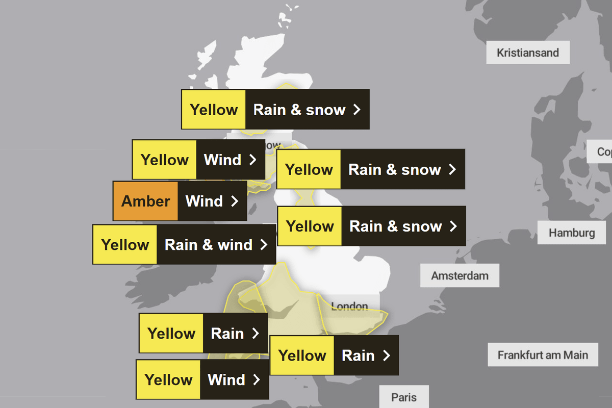Storm Chandra set to hit Britain is just hours as Met Office issues nine urgent warnings