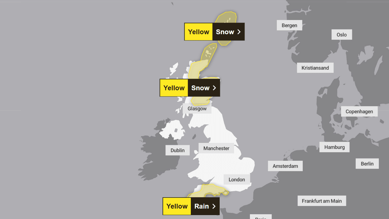 Met Office issues raft of yellow warnings as heavy rain and 15-hours of snow set to strike