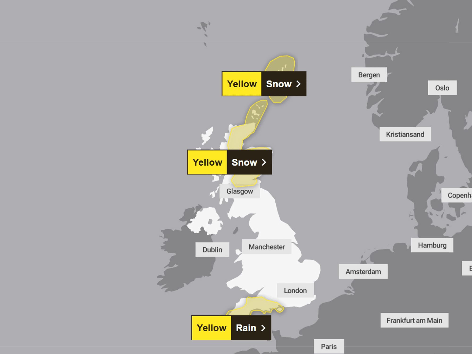 Met Office issues raft of yellow warnings as heavy rain and 15-hours of snow set to strike