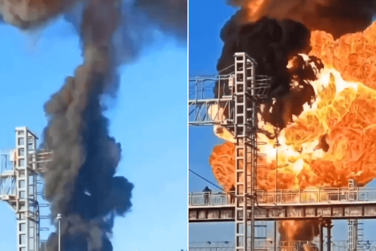 Watch moment mushroom cloud erupts over Russian railway station in huge blast