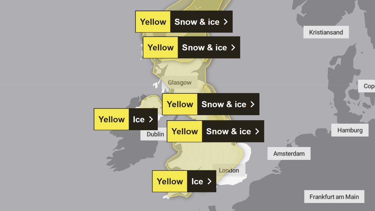 Met Office issues snow and ice warning as yellow alert engulfs Britain