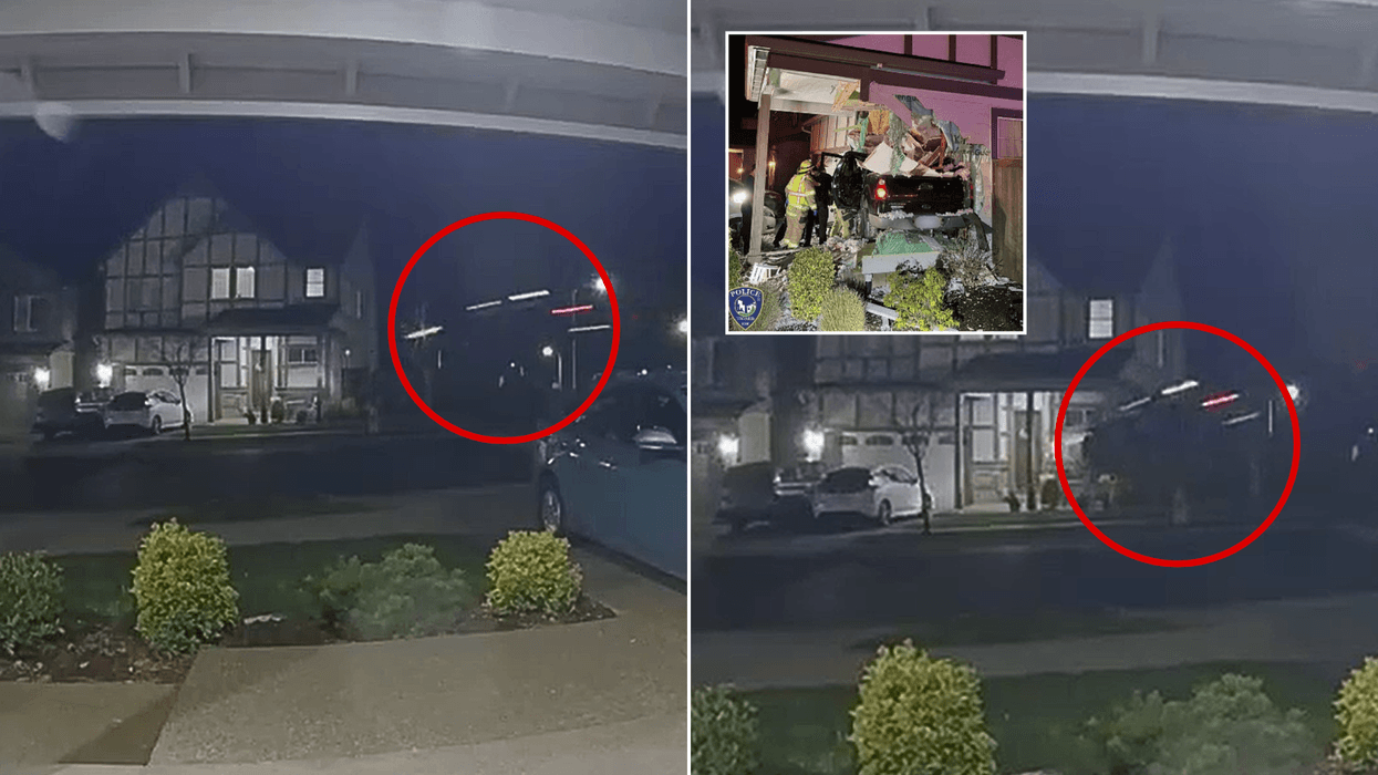 Watch extraordinary moment pick-up truck FLIES ...