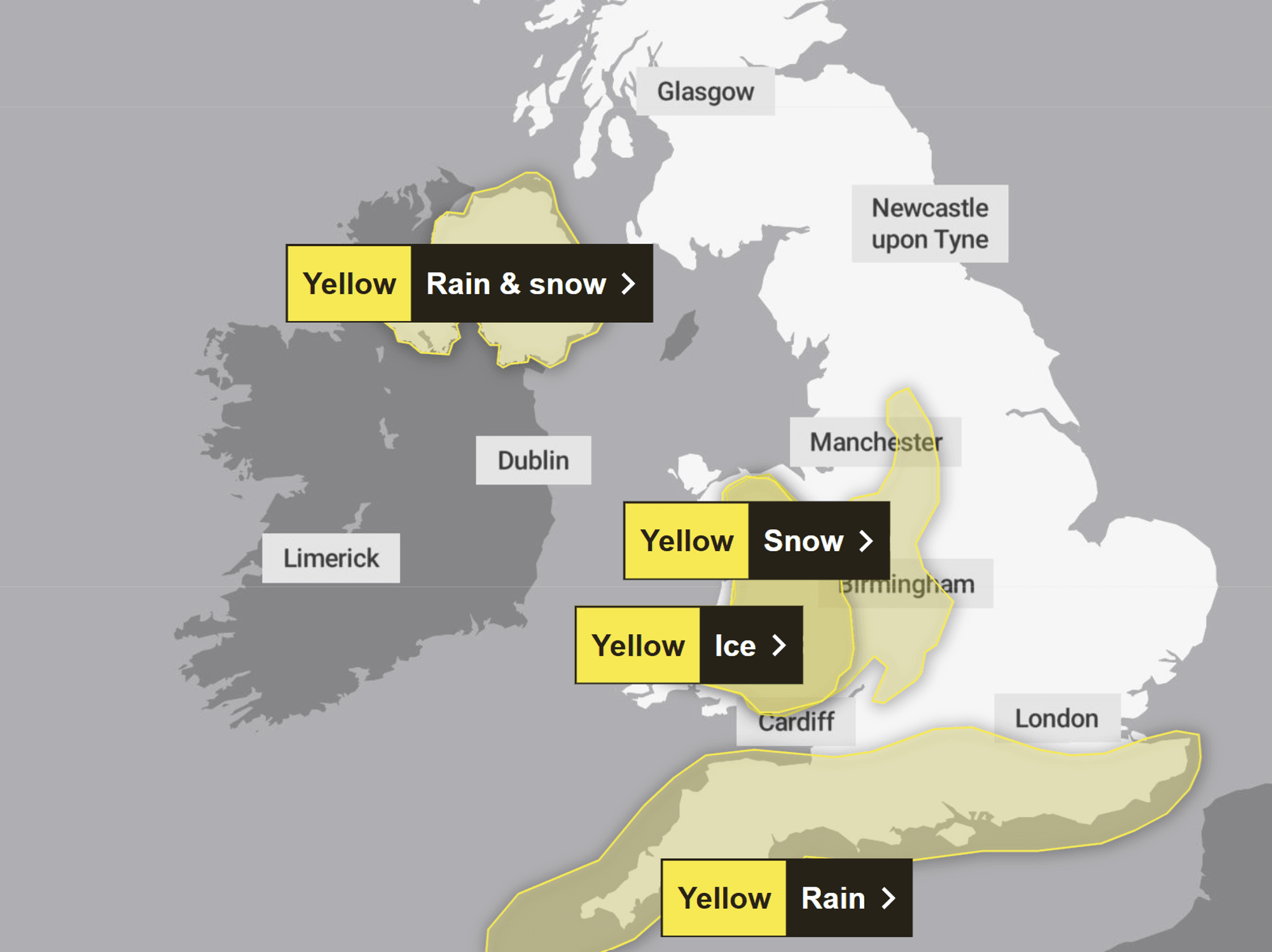 Snow alert extended for large parts of Britain as Met Office warns of disruptions