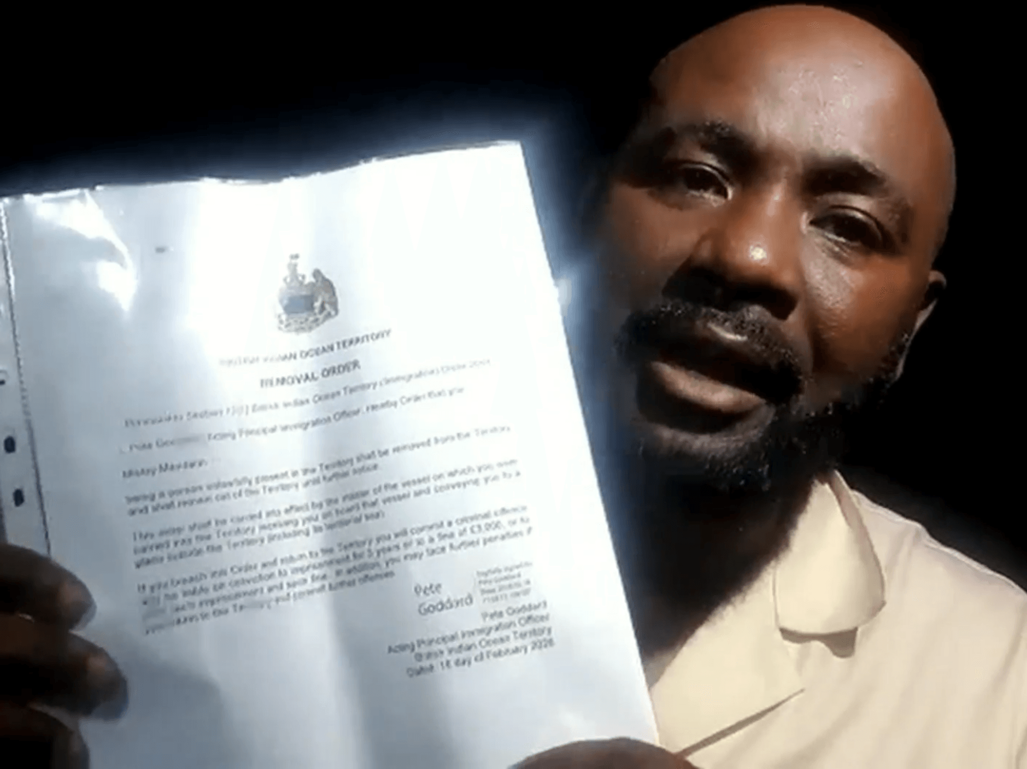 'They will have to KILL me!' Chagos leader refuses to leave after being slapped with eviction notice