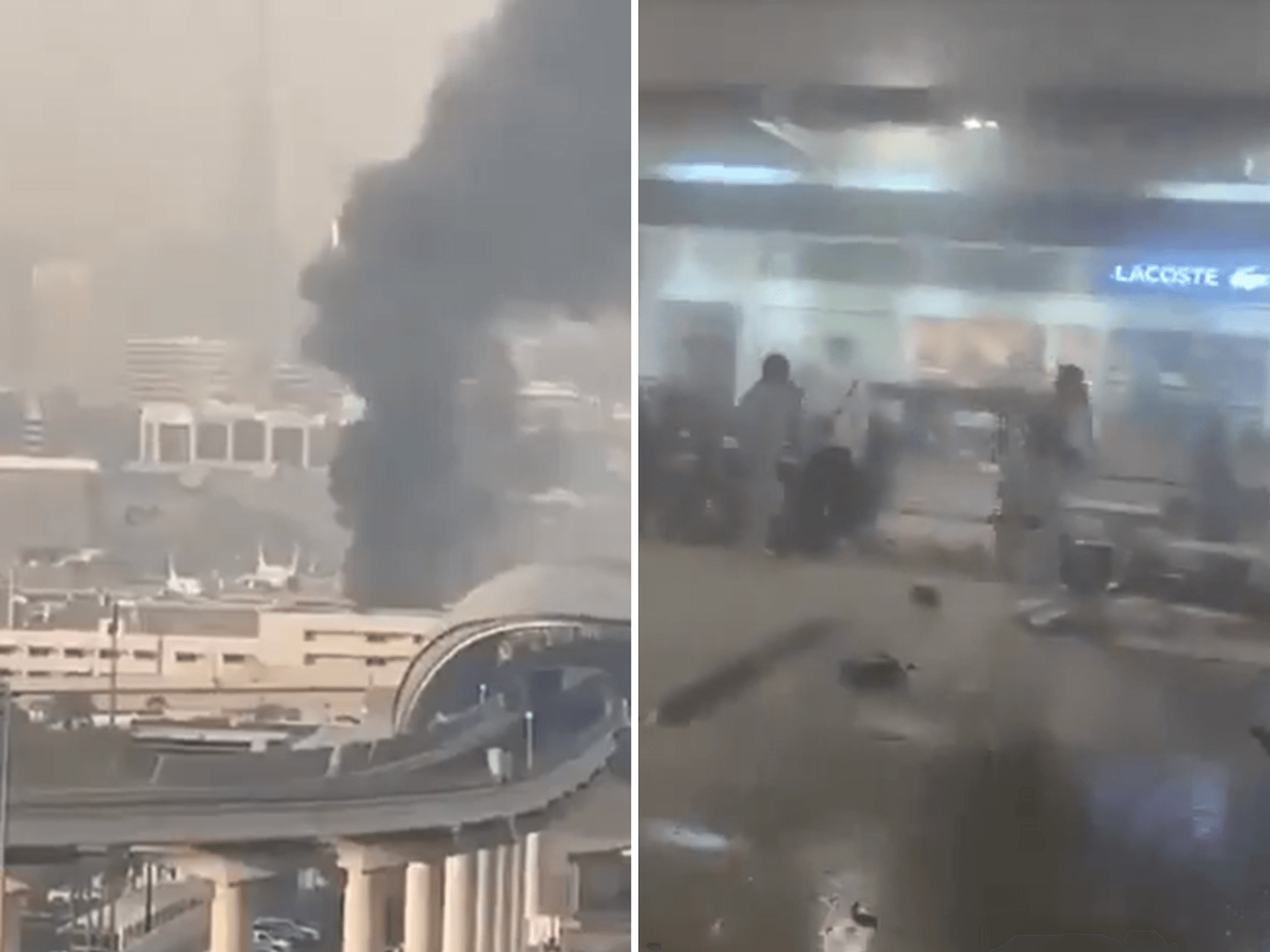 Dubai airport hit by another wave of Iranian strikes as British expats told to find cover