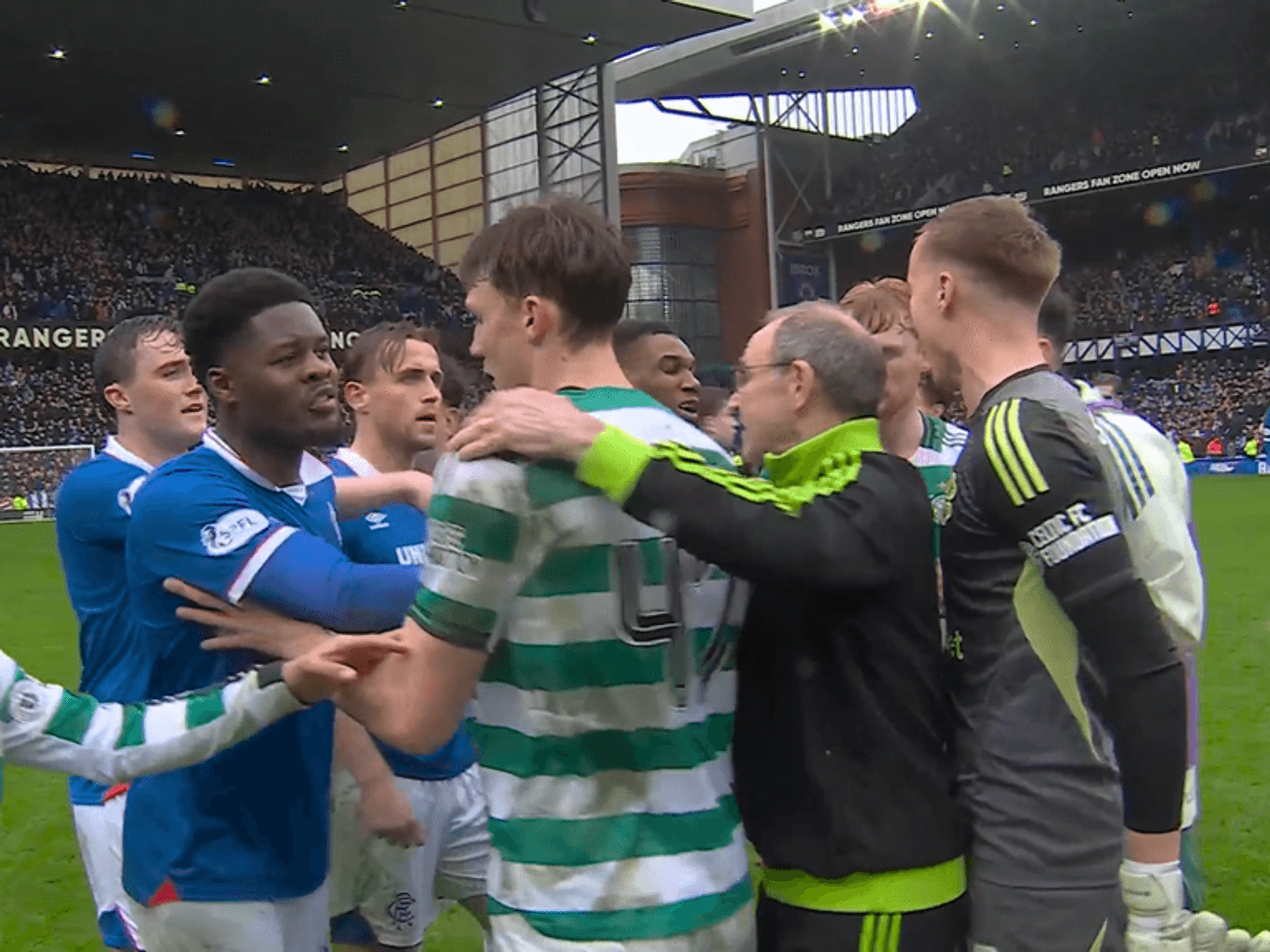 Martin O'Neill immediately plays peacemaker on 74th birthday as Celtic and Rangers players clash