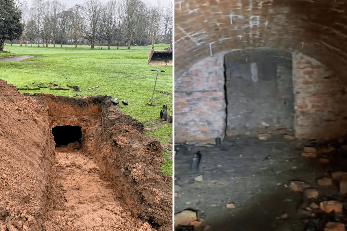 Sinkhole at popular golf course reveals hidden Victorian wine cellar