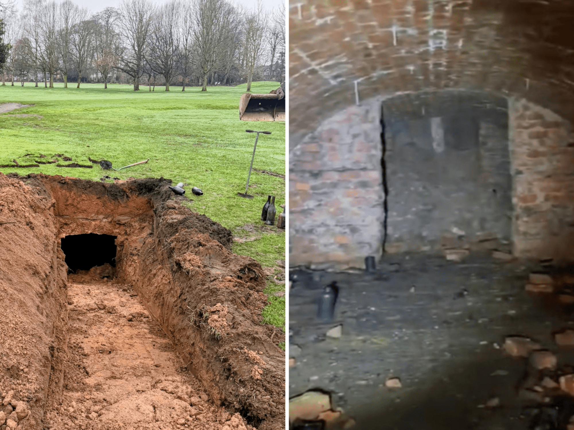 Sinkhole at popular golf course reveals hidden Victorian wine cellar