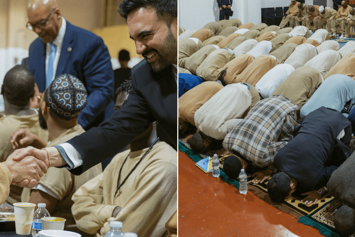 'Disgusting!' Zohran Mamdani breaks Ramadan fast with prisoners at notorious NYC jail while 'snubbing city's police'