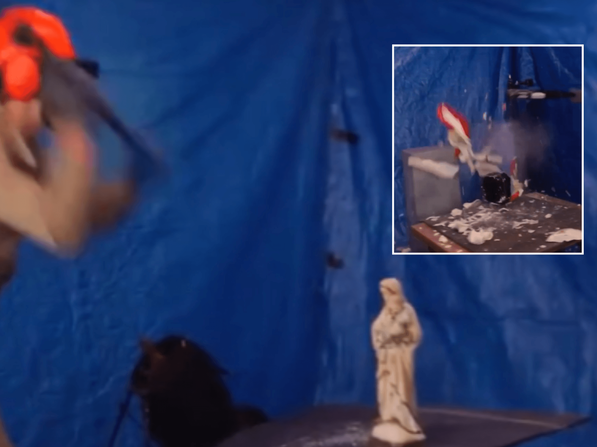 Belgian radio station presenters destroy statue of Jesus — but decline to do the same to Muhammad